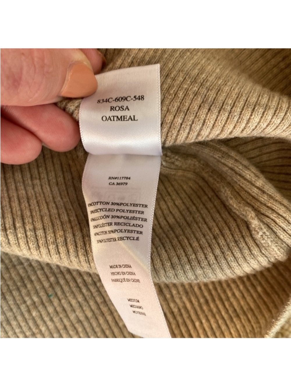 NEW Rails Ribbed Knit V Neck Rosa Vest in Oatmeal - Picture 6 of 6